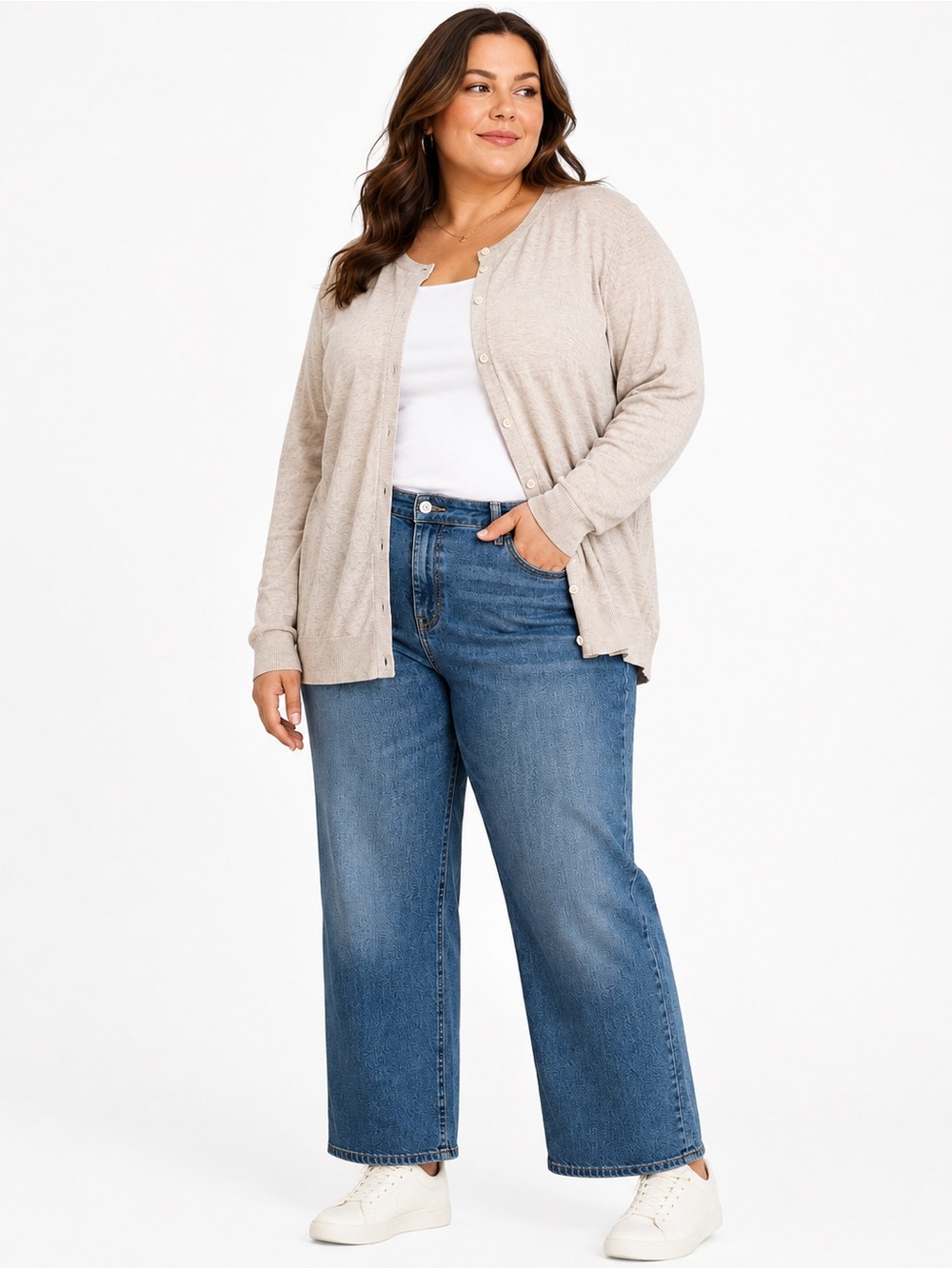 Torrid Cardigan Women’s 3X 22/24 Oatmeal Beige 100% Cotton Button Sweater